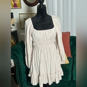 Forever 21 Cream Long Sleeve Dress